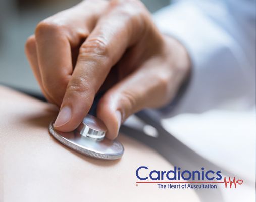 cardionics logo and auscultation in background