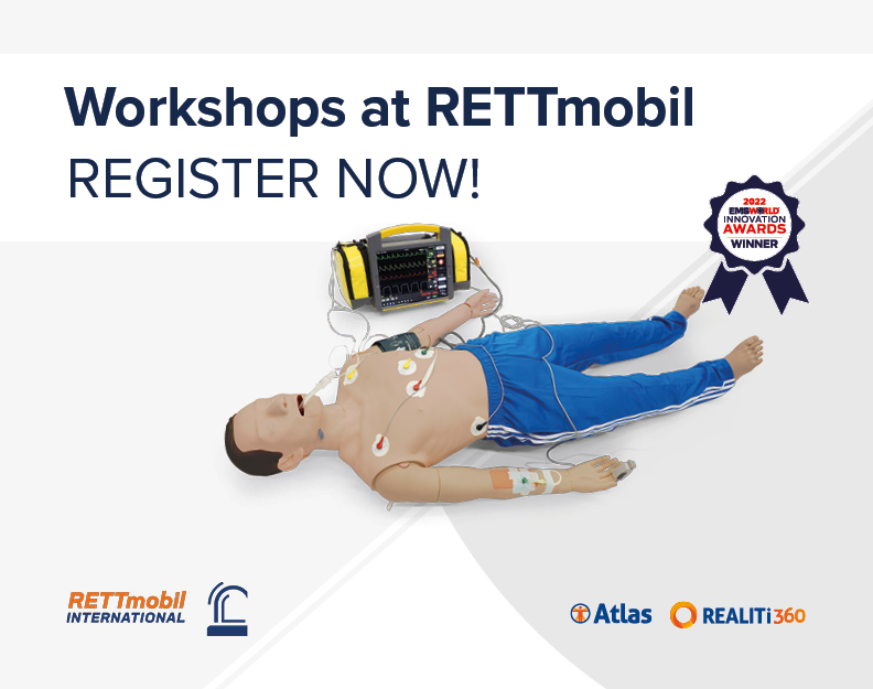 Workshops mit REALITi 360 und Atlas, dem ALS Simulator auf der RETTmobil 2023<br />

