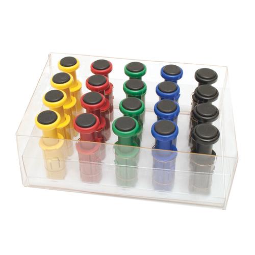 Aparato de ejercicio para la mano Digi-Flex® Multi™ - 20 botones adicionales con caja - 4 de cada: amarillo, rojo, verde, azul, negro., 1019853, Entrenamiento de Fuerza para la Mano