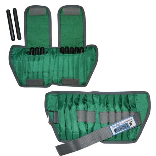 The Adjustable Cuff ankle weight - 5 lb (10 x 0.5 lb inserts), green, 2x | Alternativa a las mancuernas, 1021295, Terapia con Pesos