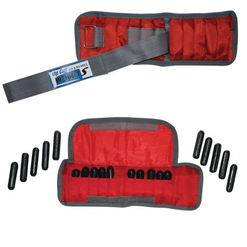The Adjustable Cuff wrist weight - 4 lb (20 x 0.2 lb inserts), red, 2x | Alternative to dumbbells, 1021305, 测重