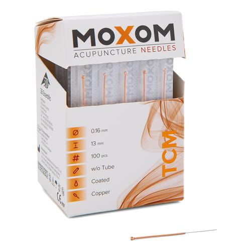 Akupunkturnadeln mit Kupferwendelgriff, silikonisiert - MOXOM TCM: 100 Nadeln je 0,16x13 mm (ohne Führung), 1022094, Akupunkturnadeln MOXOM
