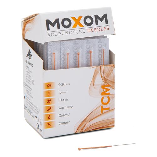 Agujas de acupuntura MOXOM TCM 100 ud. (recubiertas de silicona) 0,20  x 15 mm, 1022095, Agujas de acupuntura MOXOM