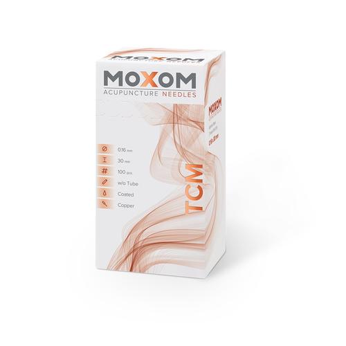 Acupuncture needles with copper handle - MOXOM TCM 100 pcs. (silicone coated) 0,16 x 30 mm, 1022096, Acupuncture Needles MOXOM