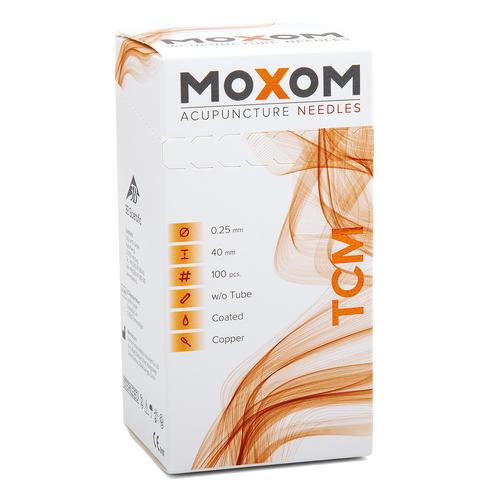 Acupuncture needles with copper handle - MOXOM TCM 100 pcs. (silicone coated) 0,25 x 40 mm, 1022098, MOXOM针灸用针