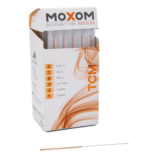 Agujas de acupuntura MOXOM TCM 100 ud. (recubiertas de silicona) 0,25  x 40 mm, 1022098, Agujas de acupuntura MOXOM