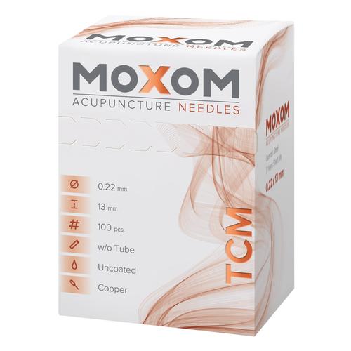 Acupuncture needles with copper handle - MOXOM TCM 100 pcs. (Uncoated) 0,22 x 13 mm, 1022099, MOXOM针灸用针