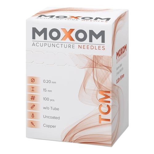 Agujas de acupuntura MOXOM TCM 100 ud. (no recubiertas de silicona) 0,20 x 15 mm, 1022100, Uncoated Acupuncture Needles
