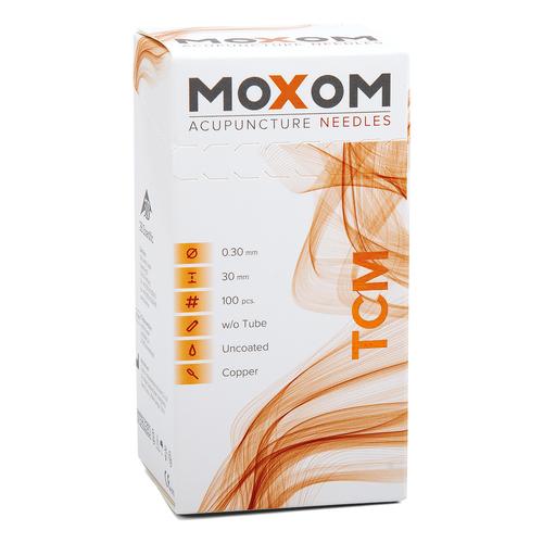 Acupuncture needles with copper handle - MOXOM TCM 100 pcs. (Uncoated) 0,30 x 30 mm, 1022102, Acupuncture Needles MOXOM