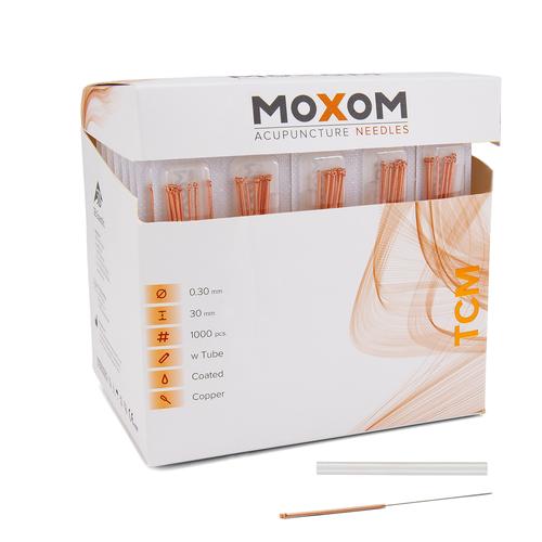 Agujas de acupuntura MOXOM TCM 1000 ud. (recubiertas de silicona) 0,30  x 30 mm, 1022105, Agujas de acupuntura MOXOM