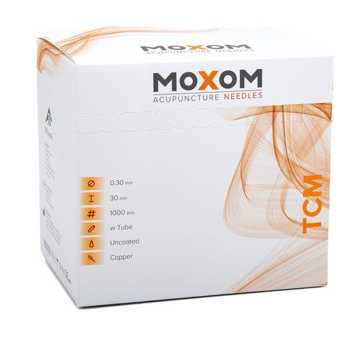 Akupunkturnadeln mit Kupferwendelgriff, unbeschichtet - MOXOM TCM: Großpackung 1000 Nadeln, 0,30x30 mm (mit Führung), 1022107, Akupunkturnadeln MOXOM