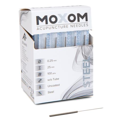 MOXOM Steel  - 0.25 x 25 mm - no recubierto - 100 agujas, 1022121, Agujas de acupuntura MOXOM
