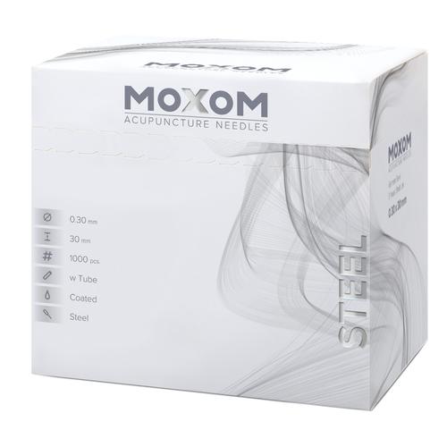 MOXOM Steel  - 0,30 x 30 mm - paquet économique & revêtement silicone - 1000 aiguilles d'acupuncture, 1022126, Silicone-Coated Acupuncture Needles