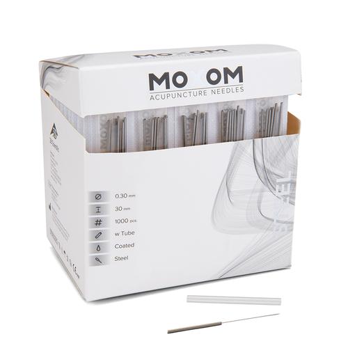 Akupunkturnadeln mit Stahlwendelgriff, silikonisiert - MOXOM Steel: Großpackung 1000 Nadeln, 0,30x30 mm (mit Führung), 1022126, Akupunkturnadeln MOXOM
