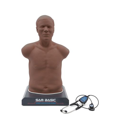 SAM Basic&reg; - Simulador de Ausculta&ccedil;&atilde;o Adulto com pre&ccedil;os acess&iacute;veis, pele escura, 1022474, Ausculta&ccedil;&atilde;o