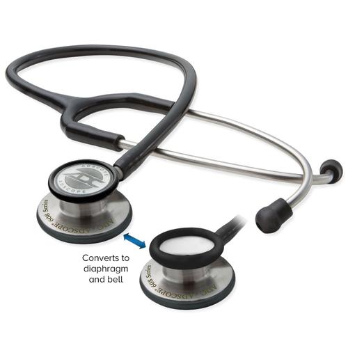Adscope 608 - Convertible Clinician Stethoscope - Black, 1023612, Stethoscopes and Otoscopes