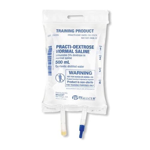 Practi-Dextrose Normal Saline 500mL I.V. Solution Bag (1 Bag) - English Specification, 1024801, Practi-IV Fluid, Nutrition and Blood Therapy Products