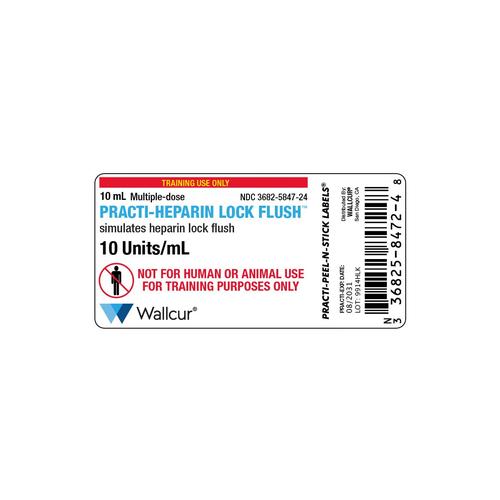 Etiqueta de Vial de Solución de Bloqueo con Practi-Heparina 10U/10mL (×100), 1025036, Practi-Peel-N-Stick Labels 