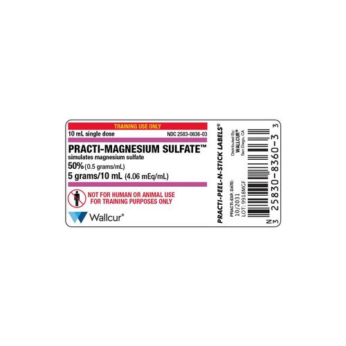 Practi-Magnesium Sulfate 5g/10mL injekciós üveg címke (×100), 1025039, Practi-Peel-N-Stick Labels 