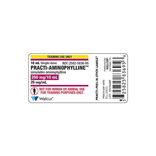 Etiqueta de Vial de Practi-Aminophylline 250mg/10mL (Paquete de 100), 1025048, Practi-Etiquetas Despegables y Adhesivas

