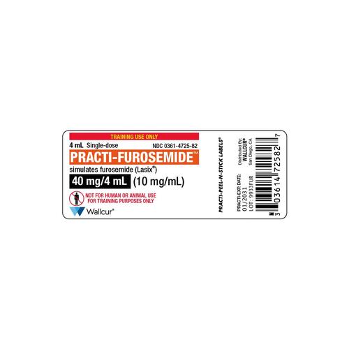 Practi-Furosemide 40mg/4mL injekciós üvegcímke (×100), 1025052, Practi-Peel-N-Stick Labels 