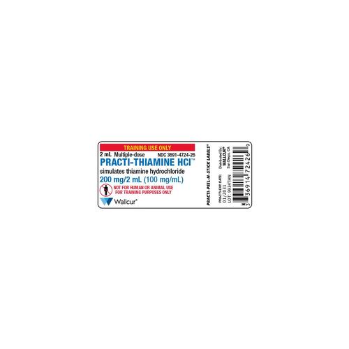 Étiquette de flacon de Practi-Thiamine HCl 200 mg/2 mL (×100), 1025053, Practi-Peel-N-Stick Labels 