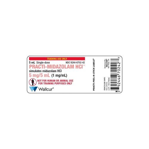 Practi-Midazolam HCl 5mg/5mL injekciós üvegcímke (×100), 1025056, Practi-Peel-N-Stick Labels 