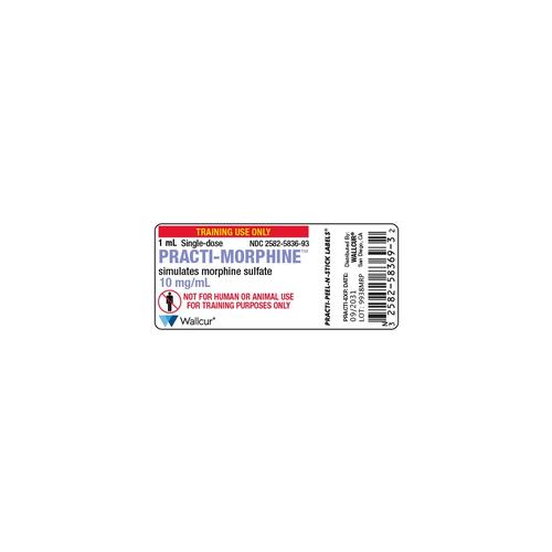 Étiquette de flacon de Practi-Morphine 10mg/1mL (×100), 1025057, Practi-Peel-N-Stick Labels 