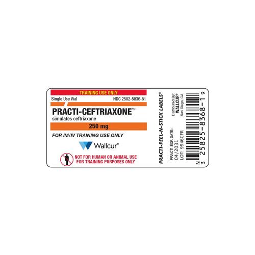 Practi-Ceftriaxone 250mg injekciós üvegcímke (×100), 1025063, Practi-Peel-N-Stick Labels 
