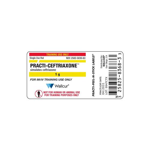 Practi-Ceftriaxone 1g injekciós üveg címke (×100), 1025064, Practi-Peel-N-Stick Labels 