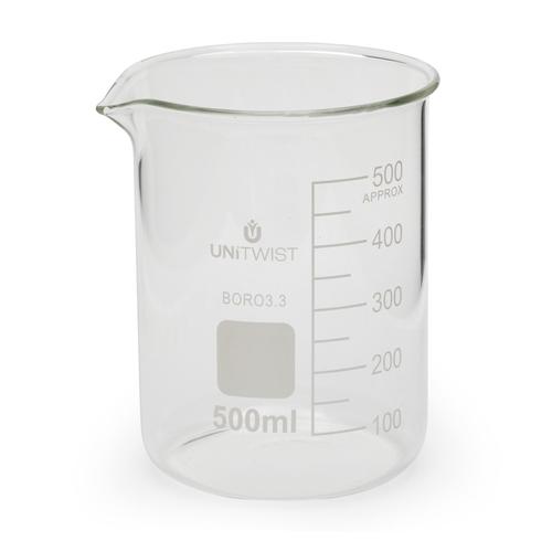 비커, 500 ml, 저형, 1025691, 유리