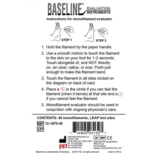 Disposable Baseline Tactile monofilament evaluator, 5.07 (10 gram), 40 each (LEAP program), 3009546, Body Composition and Measurement