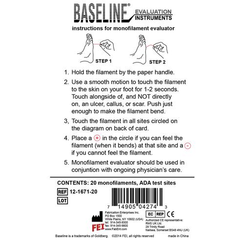 Disposable Baseline Tactile monofilament evaluator, 5.07 (10 gram), 20 each (ADA), 3009547, Composición corporal y Medidas