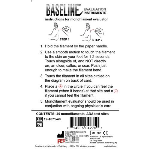 Disposable Baseline Tactile monofilament evaluator, 5.07 (10 gram), 40 each (ADA), 3009548, Composición corporal y Medidas