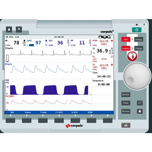 Corpuls3 가상 제세동기 / 환자감시장치 시뮬레이터 스크린 Corpuls3 Patient Monitor Screen Simulation for REALITi360, 8000967, 모니터