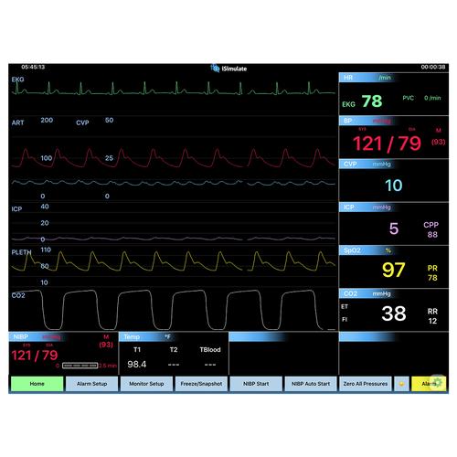 CARESCAPE™ B40 가상 제세동기 / 환자감시장치 시뮬레이터 스크린 CARESCAPE™ B40 Patient Monitor Screen Simulation for REALITi360, 8000969, 전문 외상처치술