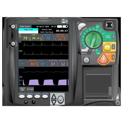 Philips HeartStart MRx Emergency Care Patient Monitor Screen Simulation for REALITi 360, 8000975, Patient Monitor Simulators