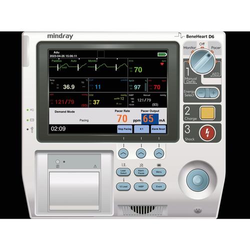 Simulação de tela de monitor de paciente Mindray BeneHeart D6 Defibrilador para REALITi 360, 8001204, Treinadores de Desfibrilação Automática Externa (DAE)