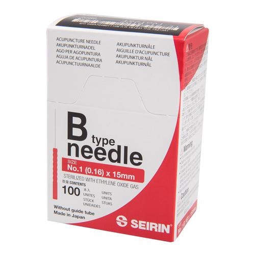 SEIRIN  ® type B - 0.16 x 15mm, red handle, 100 needles per box, 1017648 [S-B1615], Silicone-Coated Acupuncture Needles