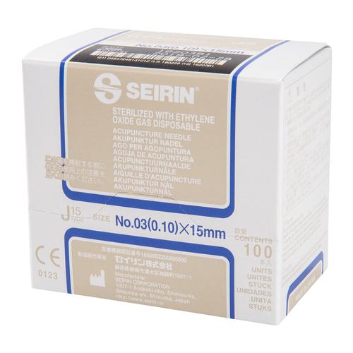 SEIRIN ® tipo J15 - 0,10 x 15 mm, azul, 100 peças por caixa., 1015547 [S-J1015], Agulhas de acupuntura SEIRIN