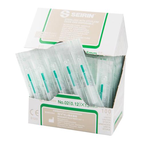 SEIRIN &reg; type J &ndash; incomparablement douces;&nbsp;Diam&eacute;tre 0,12 mm&nbsp;Longuer 15 mm,&nbsp;Couleur vert-fonc&eacute;, 1002411 [S-J1215], Aiguilles d&rsquo;acupuncture SEIRIN