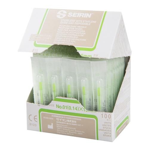 S-J1415 Short J-Type acupuncture needle; Colour lime green; 0,14 x 15mm; with guide tube, 1002413 [S-J1415], Acupuncture Needles SEIRIN