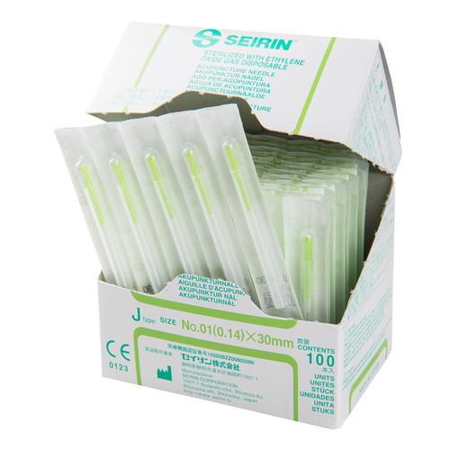 SEIRIN ® type J – 0,14 x 30 mm, vert de chaux, 100 pièces par boîte., 1002414 [S-J1430], Aiguilles d’acupuncture SEIRIN