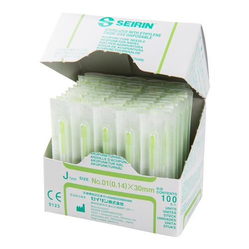 SEIRIN ® tipo J – 0,14 x 30 mm, verde claro, 100 piezas por caja., 1002414 [S-J1430], Agujas de acupuntura SEIRIN