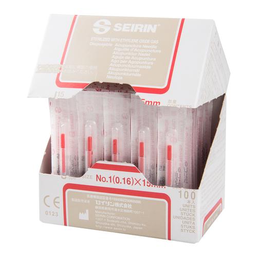 SEIRIN ® J-típus – összehasonlíthatatlanul gyengéd 0,16 mm átmérőjű 15 mm hosszú piros, 1002415 [S-J1615], Akupunktúrás tűk SEIRIN
