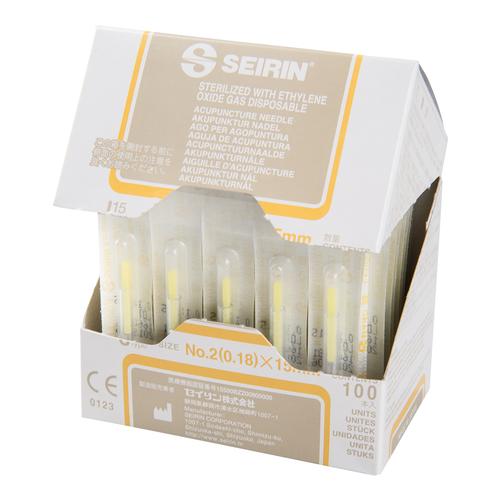 SEIRIN J15-Typ - kurze Akupunkturnadeln mit Führungsrohr, Gesichtsakupunktur - 0,18 x 15mm, gelb, 1017320 [S-J1815], Akupunkturnadeln SEIRIN