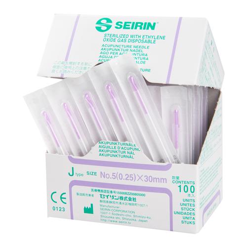 SEIRIN ® tipo J – singularmente suaves; Diámetro 0,25 mm Longitud 30 mm, Colour violeta, 1002423 [S-J2530], Agujas de acupuntura SEIRIN