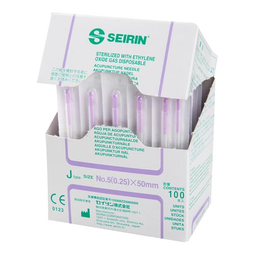 SEIRIN ® tipo J – singularmente suaves; Diámetro 0,25 mm Longitud 50 mm, Colour violeta, 1002425 [S-J2550], Agujas de acupuntura SEIRIN