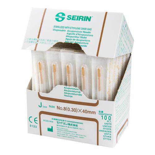 S-J3040 SEIRIN J-type needle with guide tube; Diameter 0.30 mm Length 40 mm Colour brown, 1002427 [S-J3040], Acupuncture Needles SEIRIN