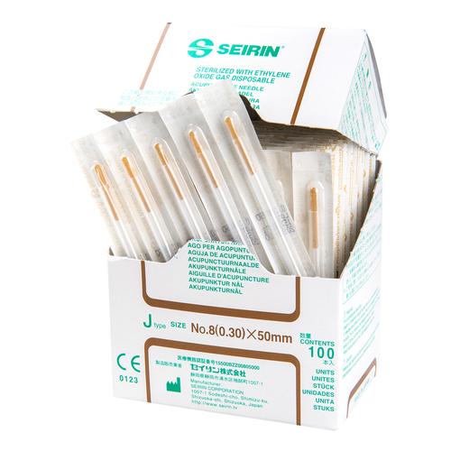 SEIRIN ® tipo J – singularmente suaves; Diámetro 0,30 mm Longitud 50 mm, Colour marrón, 1002428 [S-J3050], Agujas de acupuntura SEIRIN